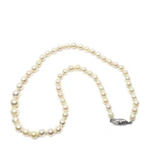 Art Deco Japanese Saltwater Cultured Akoya Pearl Baroque Necklace - Sterling Silver 18 Inch