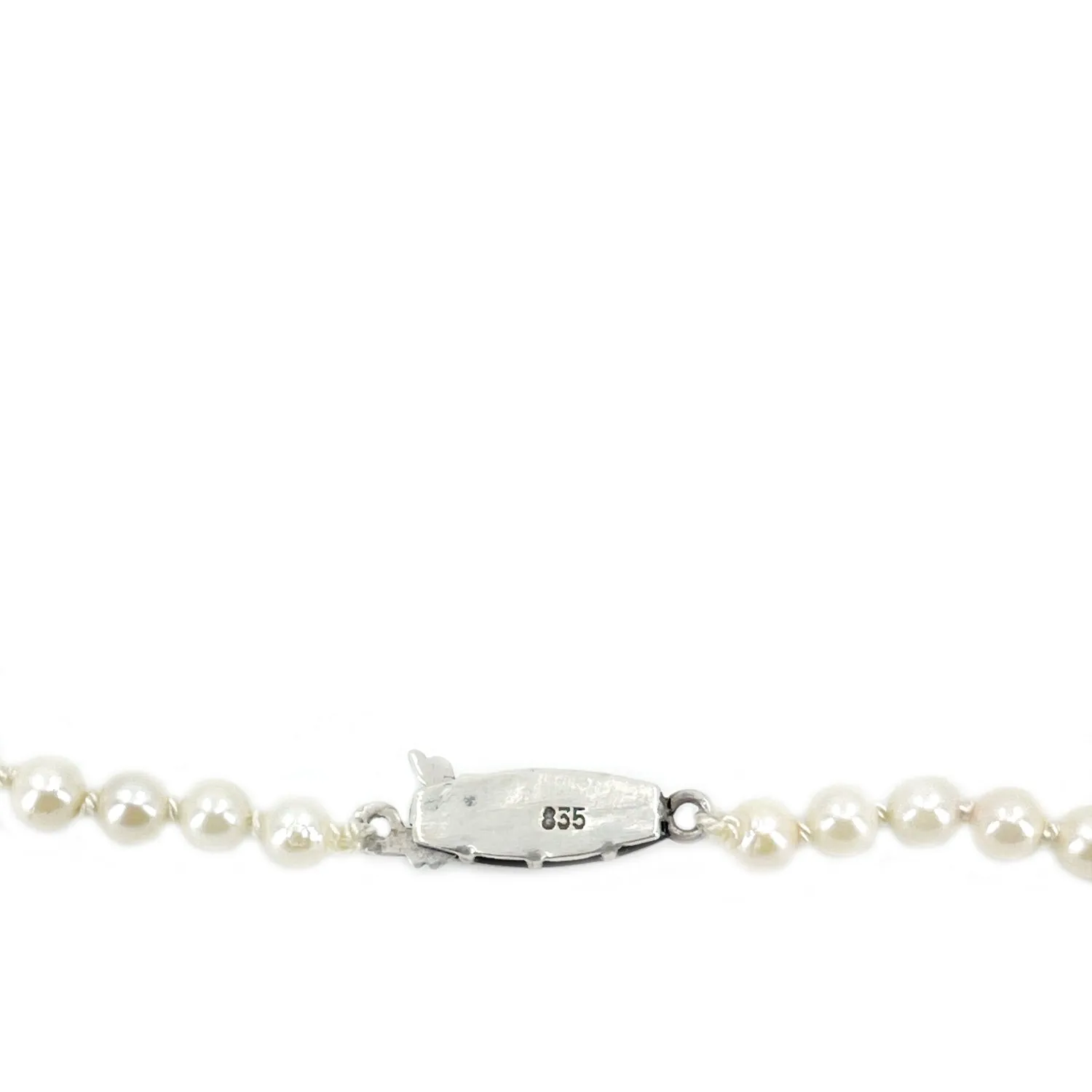 Art Deco Marcasite Japanese Saltwater Cultured Akoya Pearl Graduated Necklace - 835 Coin Silver 20.75 Inch