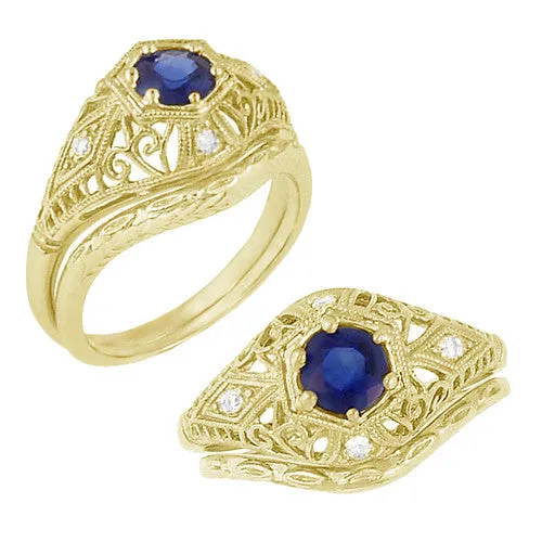 Art Deco Olive Leaves and Wheat Engraved Curved Wedding Band in 14 Karat Yellow Gold
