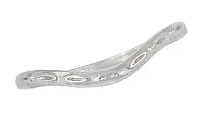 Art Deco Olive Leaves and Wheat Engraved Curved Wedding Band in Platinum