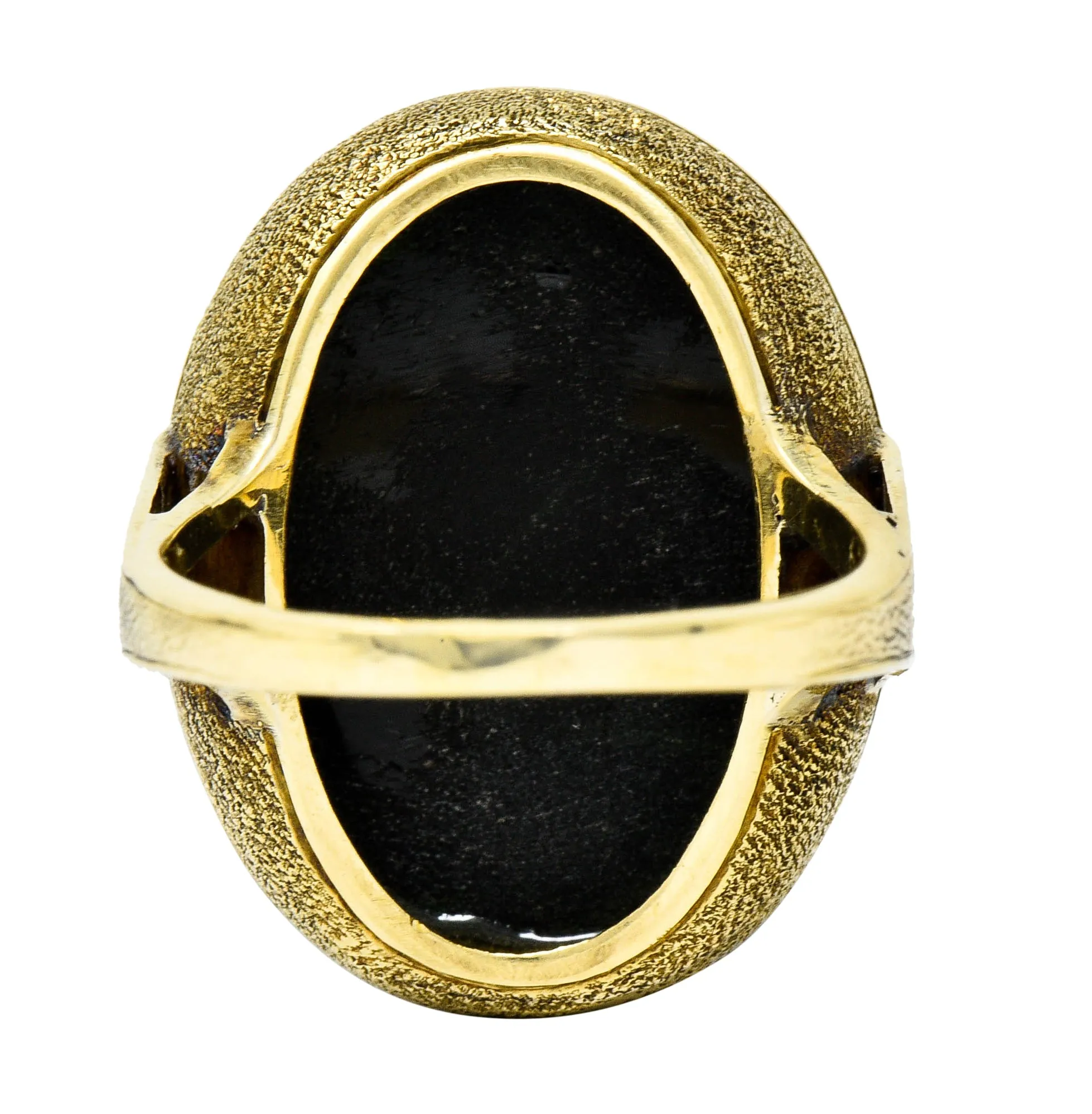 Art Deco Onyx Enamel 14 Karat Gold Cabochon Statement Ring