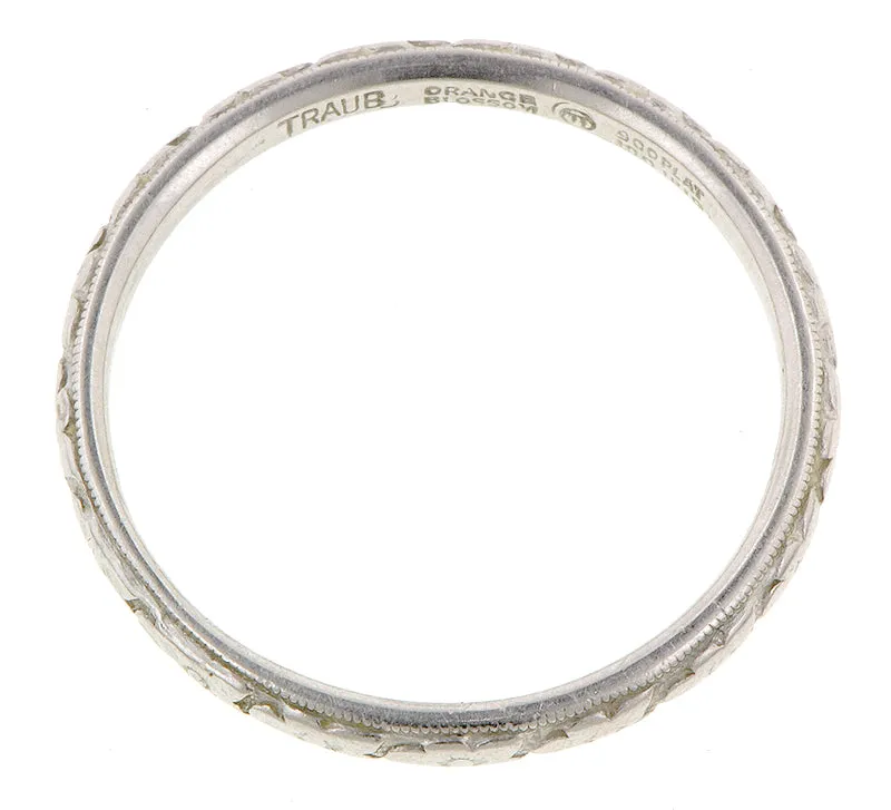 Art Deco Patterned Platinum Wedding Band