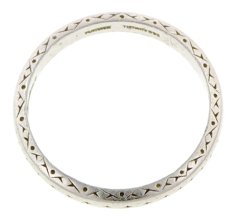 Art Deco Patterned Platinum Wedding Band