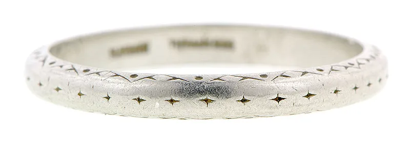 Art Deco Patterned Platinum Wedding Band