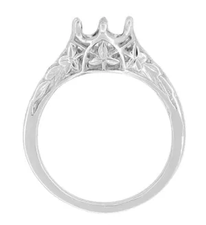 Art Deco Platinum 3/4 Carat Crown of Leaves Filigree Engagement Ring Setting