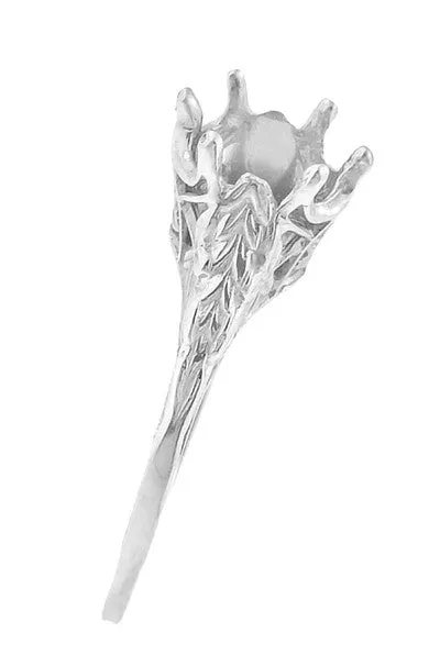 Art Deco Platinum 3/4 Carat Crown of Leaves Filigree Engagement Ring Setting