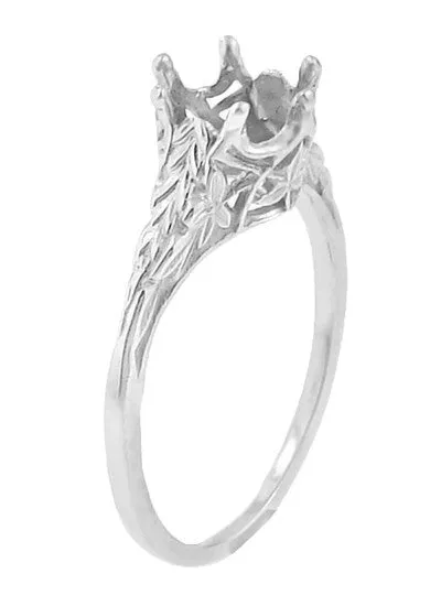 Art Deco Platinum 3/4 Carat Crown of Leaves Filigree Engagement Ring Setting