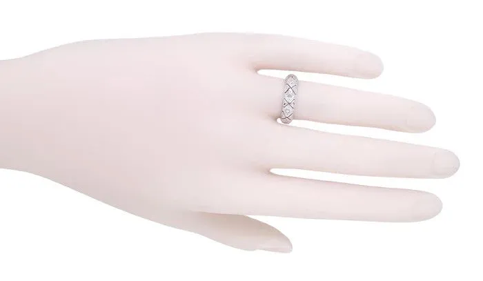 Art Deco Preston Antique Diamond Wedding Band in Platinum - Size 6