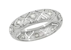 Art Deco Preston Antique Diamond Wedding Band in Platinum - Size 6
