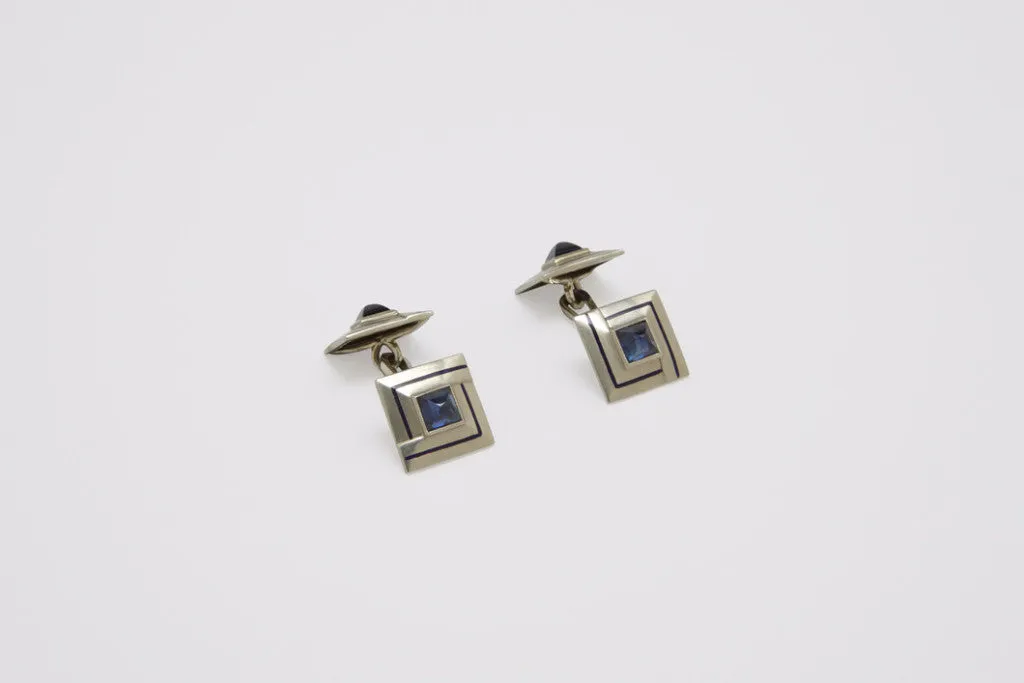 Art Deco Sapphire & Enamel Cufflinks