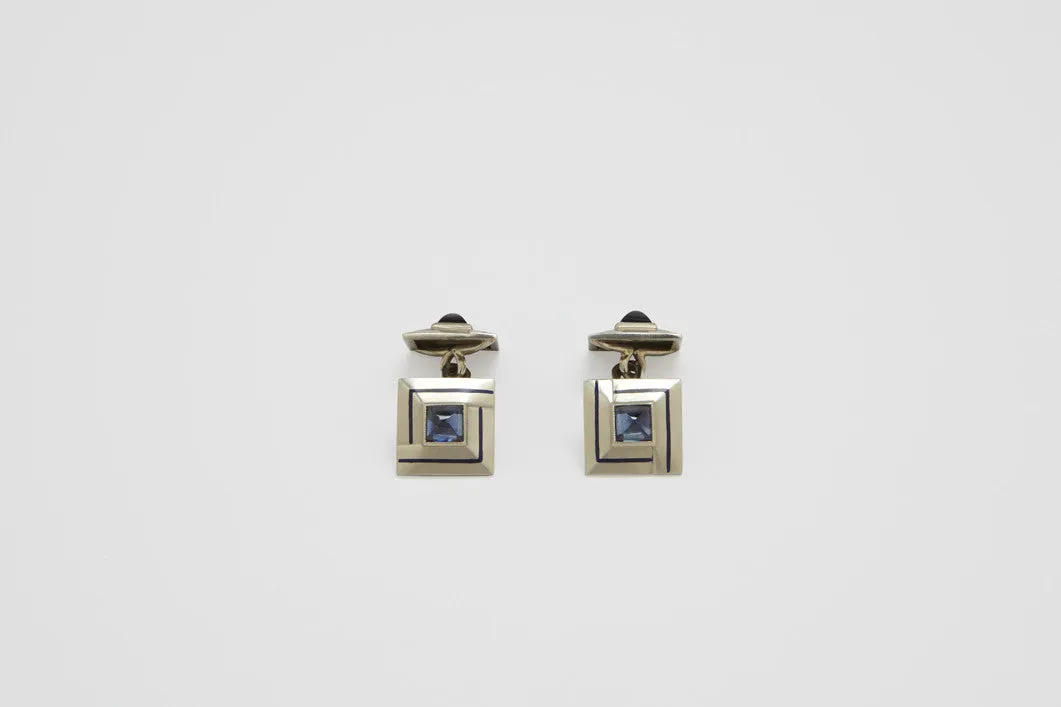 Art Deco Sapphire & Enamel Cufflinks