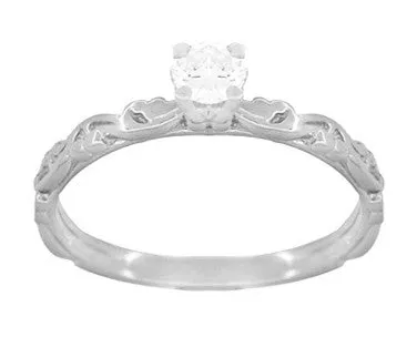 Art Deco Scrolls Solitaire Diamond Engagement Ring in Platinum