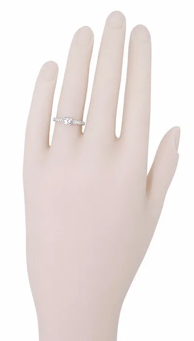 Art Deco Scrolls Solitaire Diamond Engagement Ring in Platinum