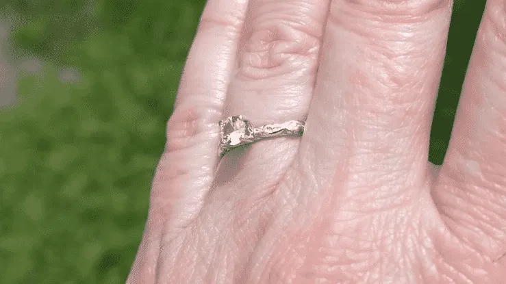 Art Deco Scrolls Solitaire Diamond Engagement Ring in Platinum