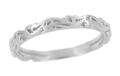 Art Deco Scrolls Wedding Band in Platinum