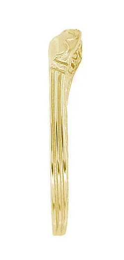 Art Deco Sculptural Curved Wedding Band in 18 Karat or 14 Karat Yellow Gold