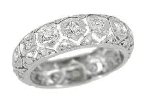 Art Deco Shailerville Antique Diamond Filigree Wedding Band in Platinum - Size 7