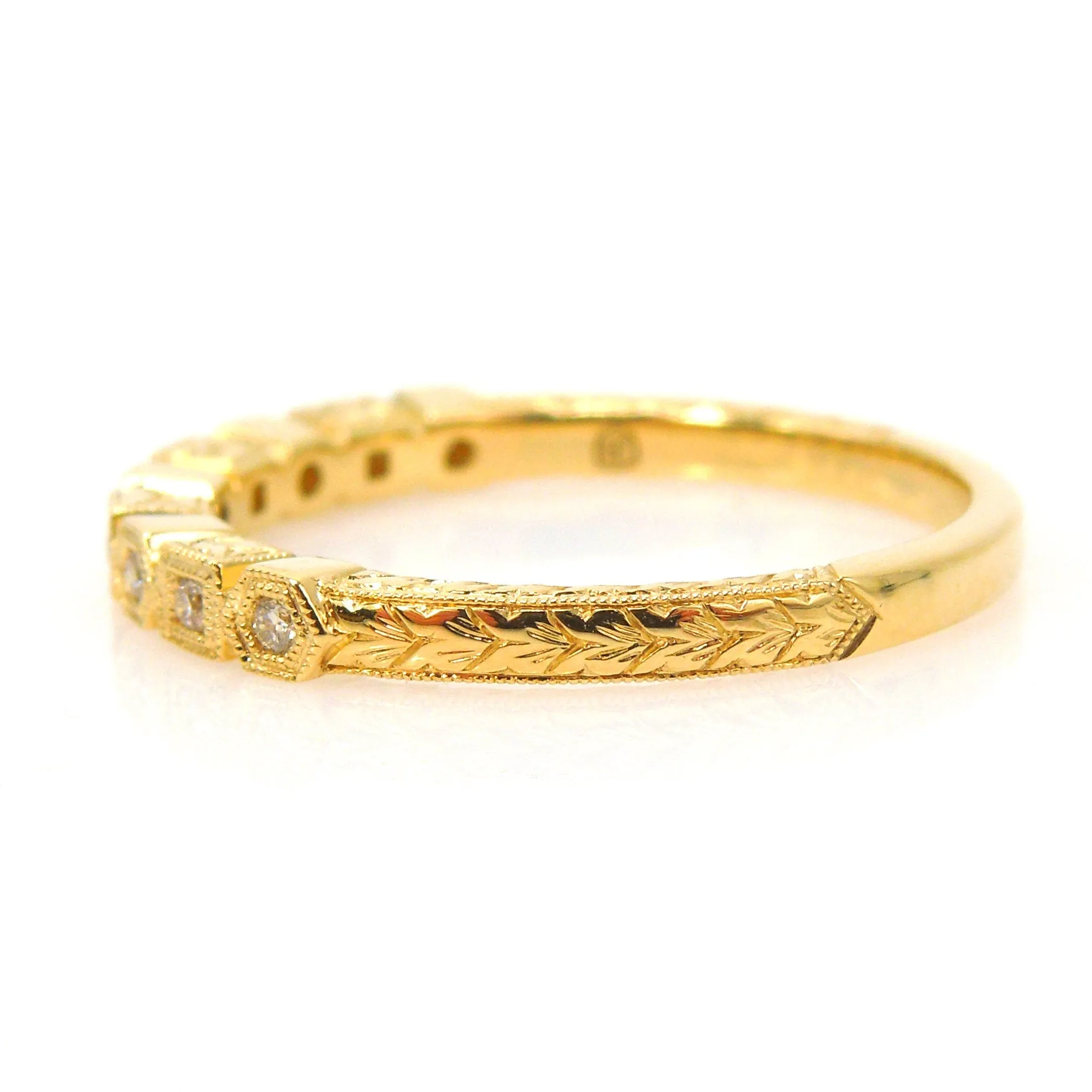 Art Deco Style Diamond Band with Alternating Square and Hexagonal Bezels