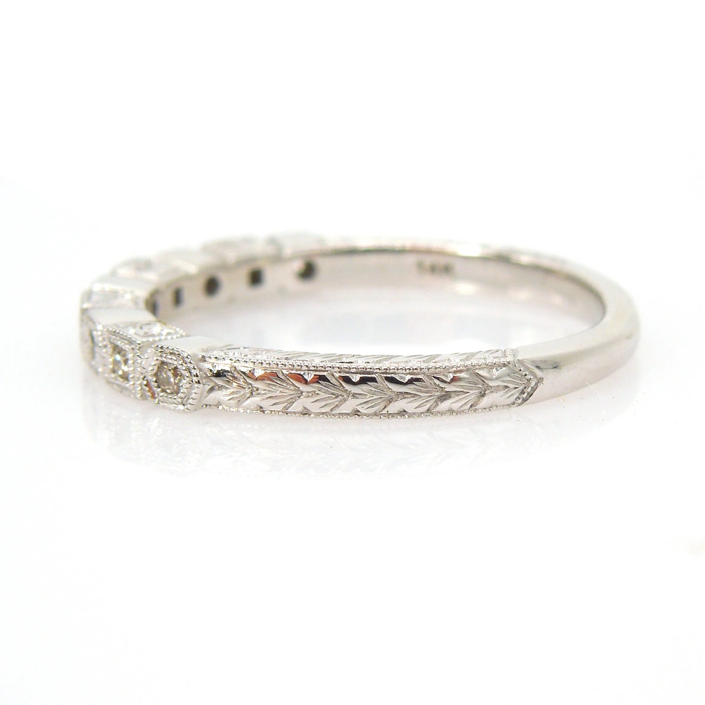 Art Deco Style Diamond Band with Alternating Square and Hexagonal Bezels