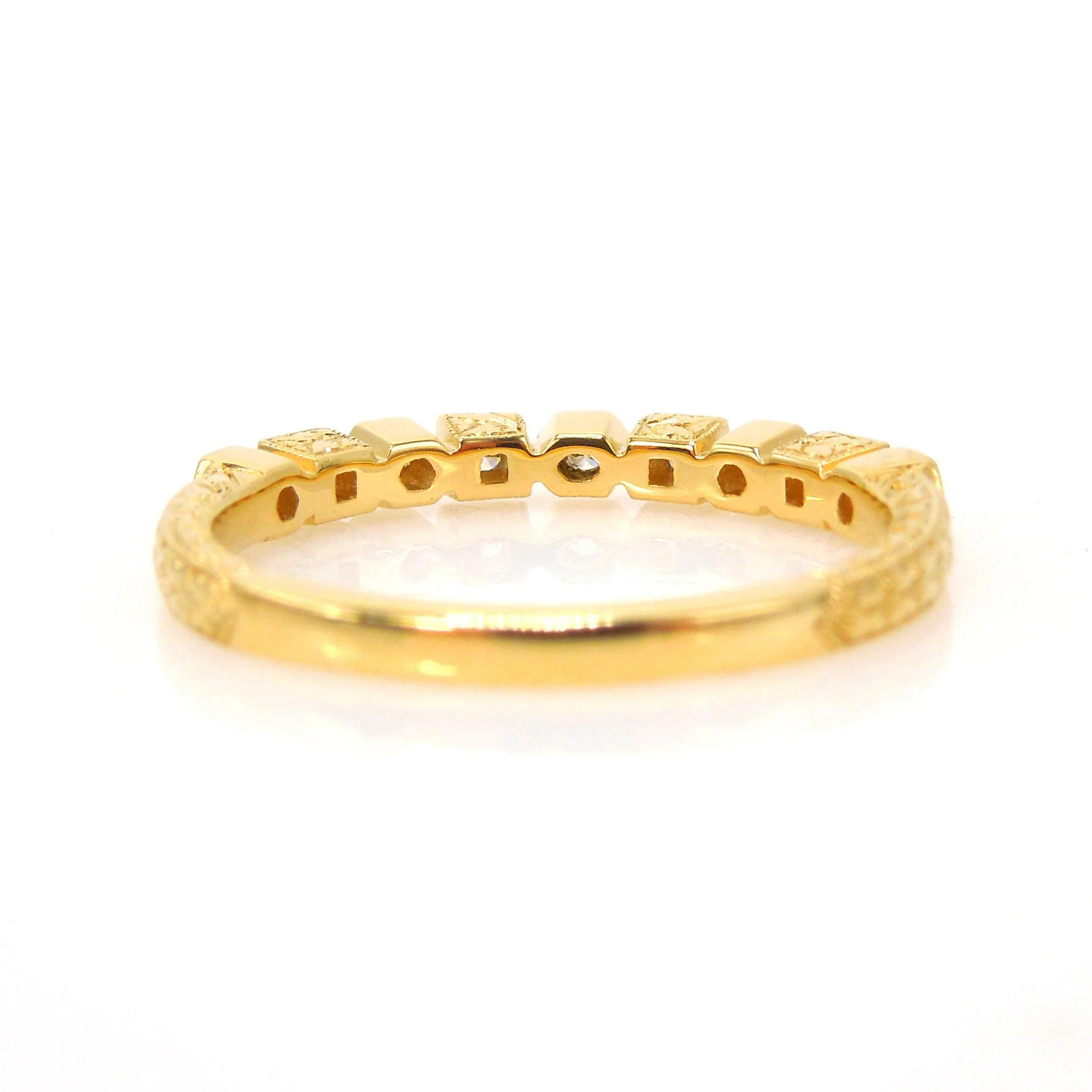 Art Deco Style Diamond Band with Alternating Square and Hexagonal Bezels