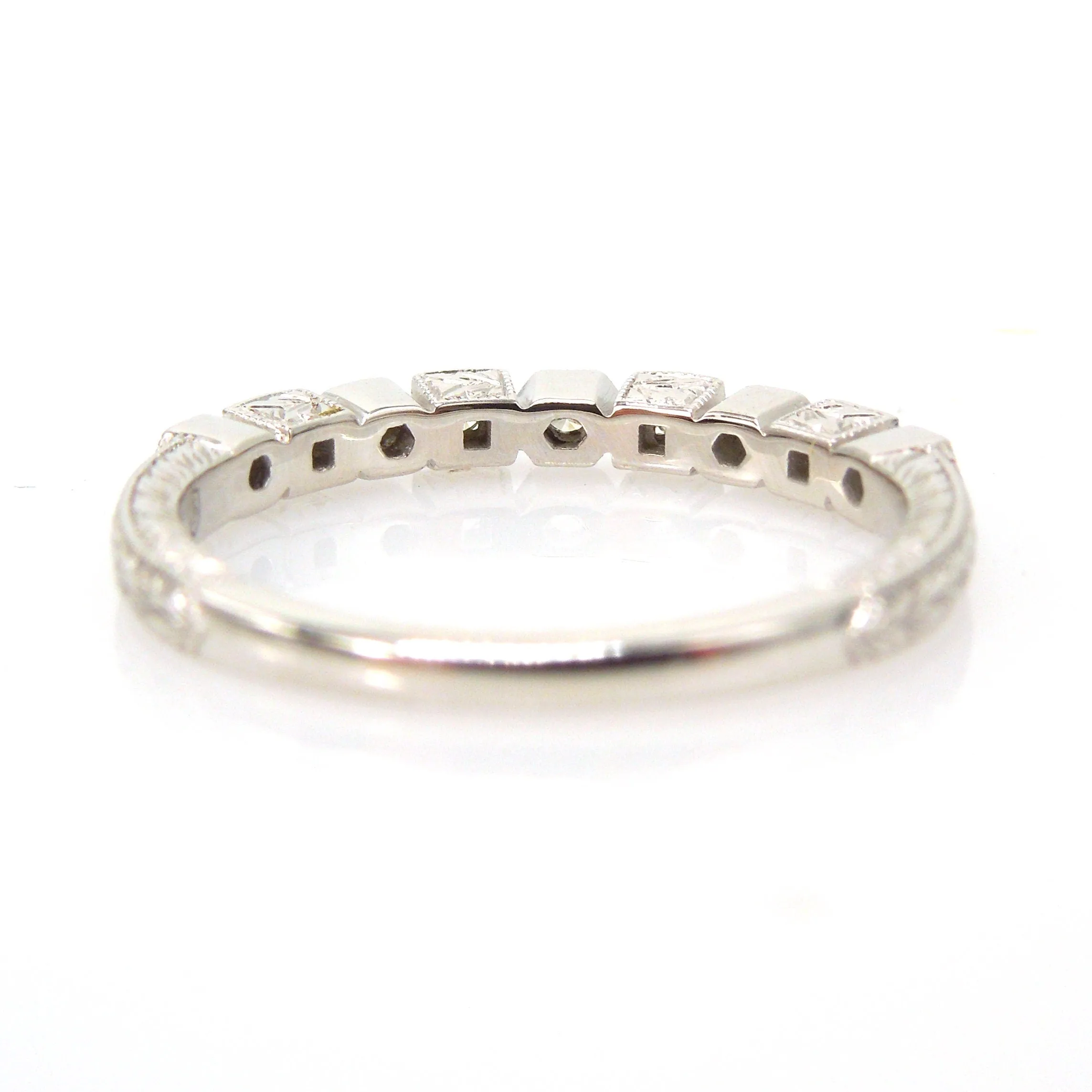 Art Deco Style Diamond Band with Alternating Square and Hexagonal Bezels
