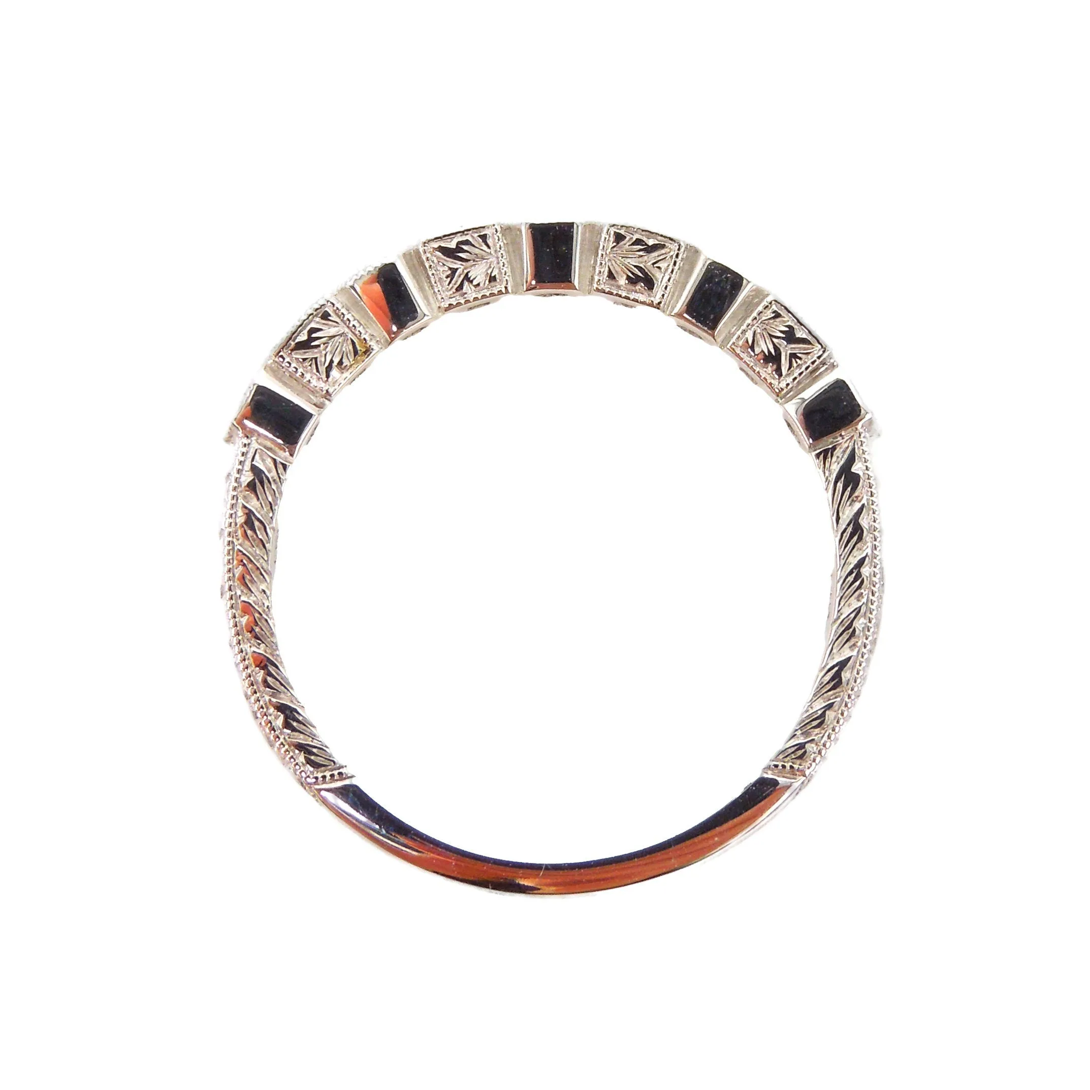 Art Deco Style Diamond Band with Alternating Square and Hexagonal Bezels