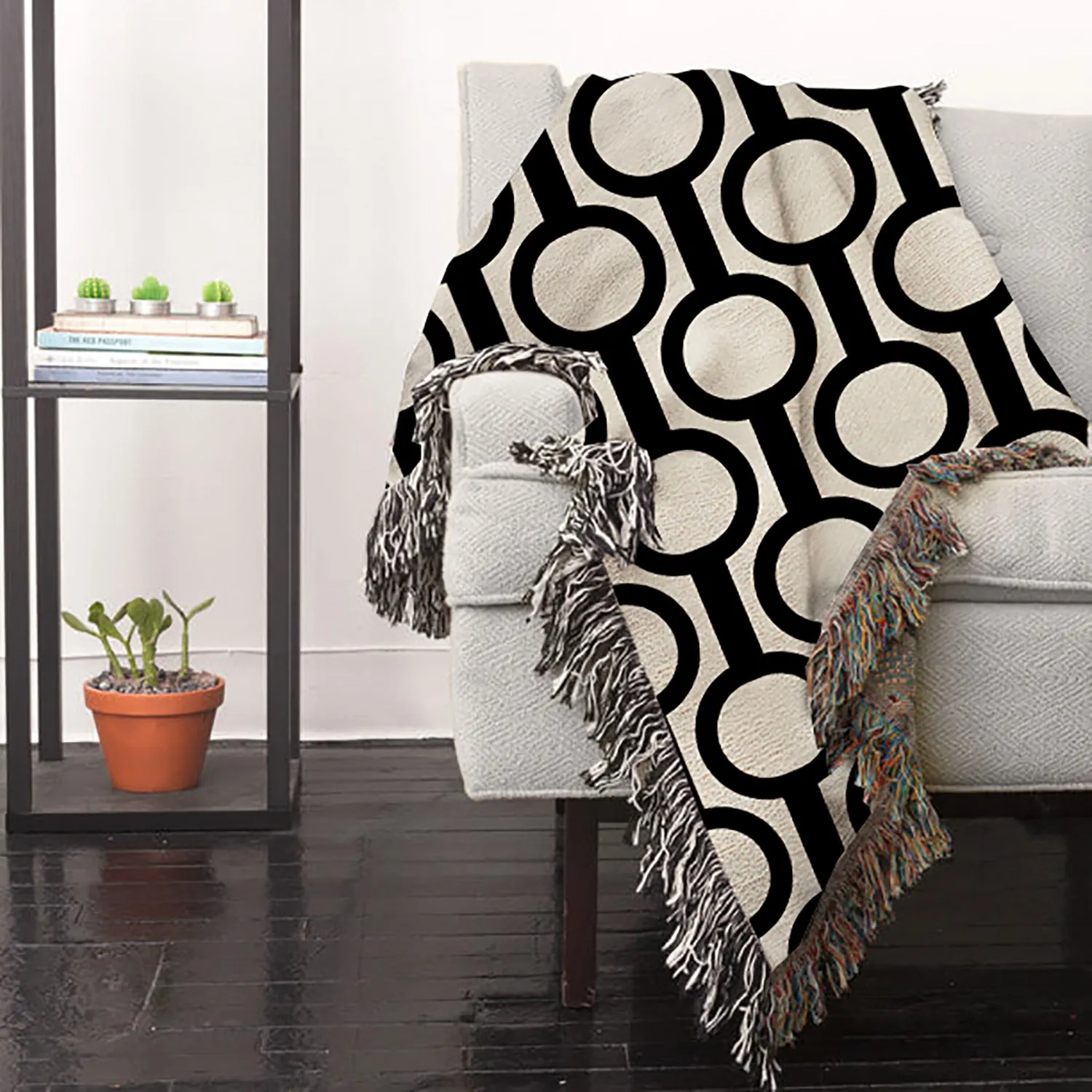 Art Deco Woven Throw Blanket, Black Design, Cozy And Stylish, Interior Decor Blanket, Tapestry, Home Accent, Home Accessory, Interior Design