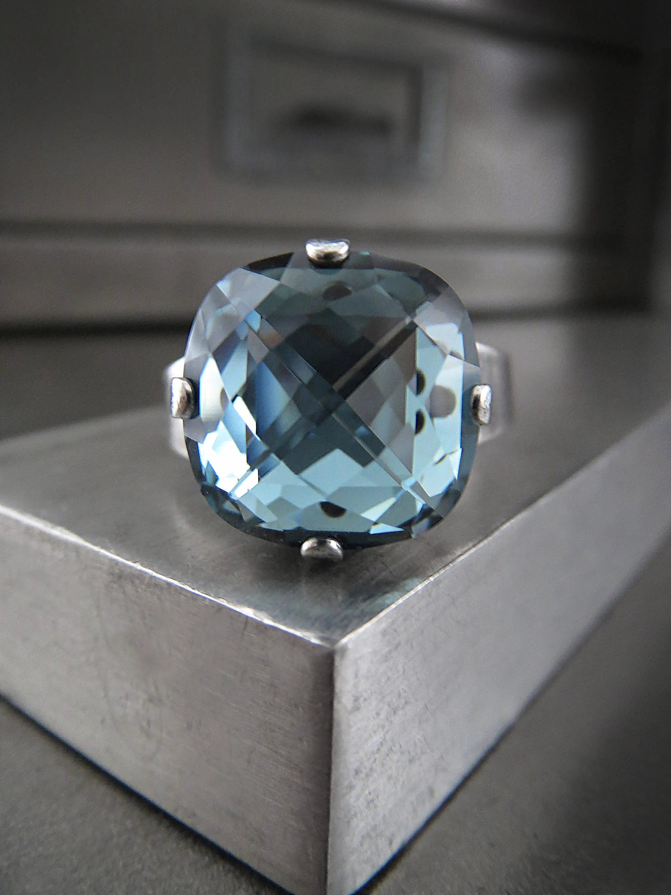 ATMOSPHERE - Slate Blue Crystal Ring - 2 Crystal Size Options