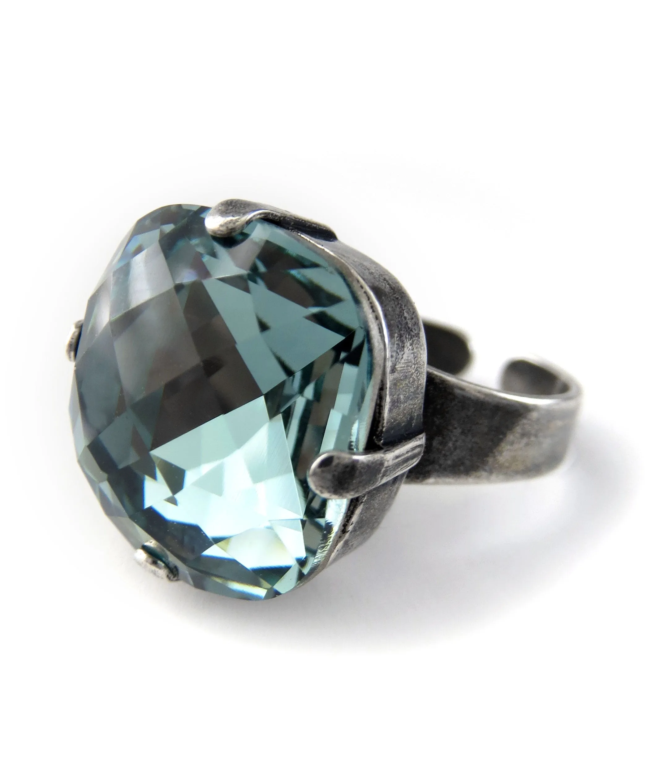 ATMOSPHERE - Slate Blue Crystal Ring - 2 Crystal Size Options