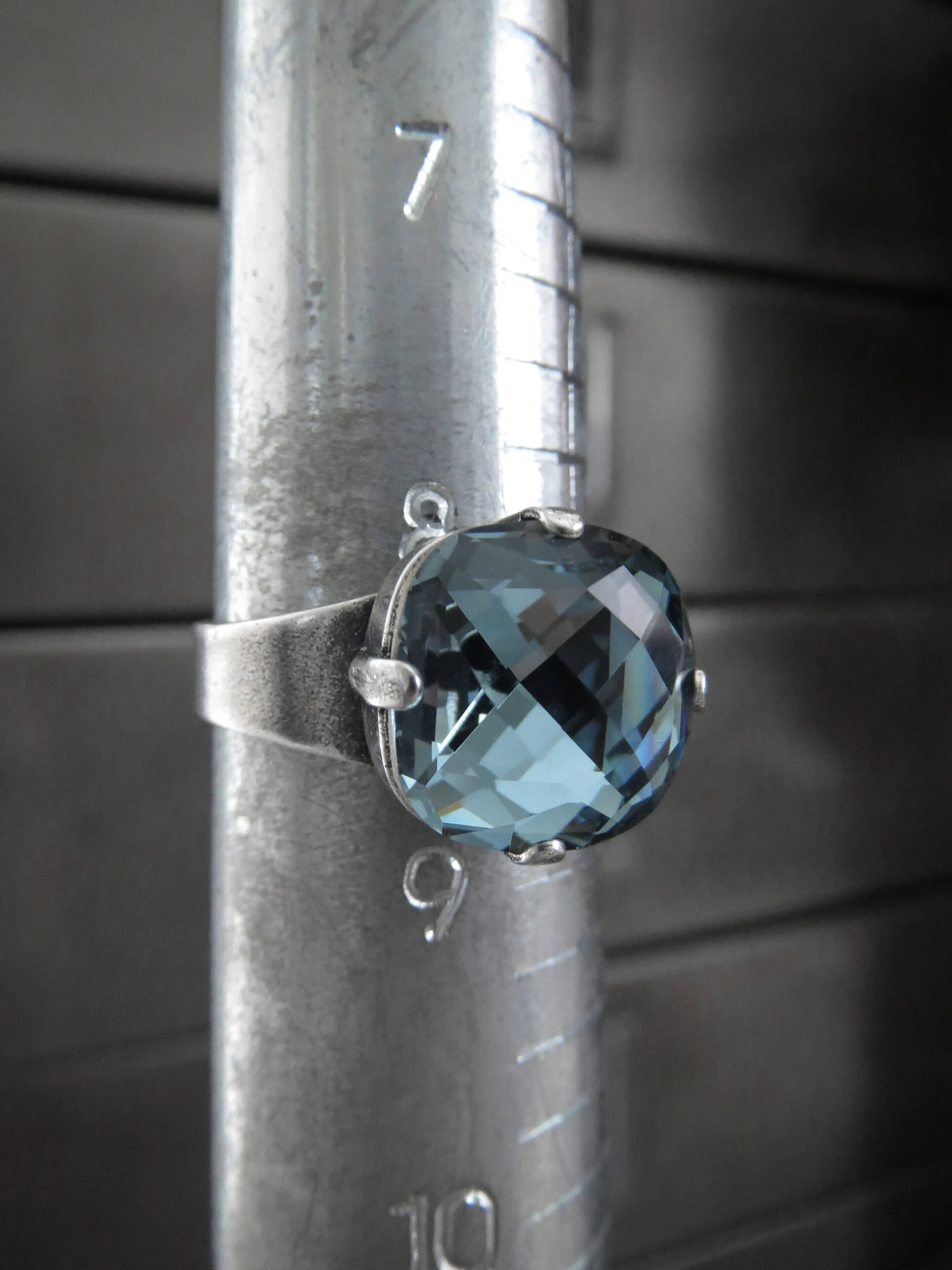 ATMOSPHERE - Slate Blue Crystal Ring - 2 Crystal Size Options