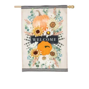 Autumn Floral Swag House Burlap Flag,13b9398bl