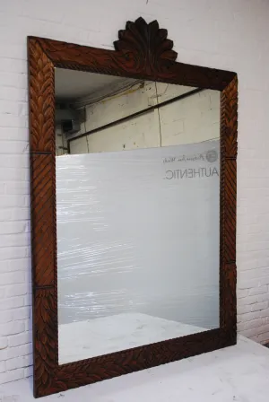 Barn Wood Mirror - Floral Carving