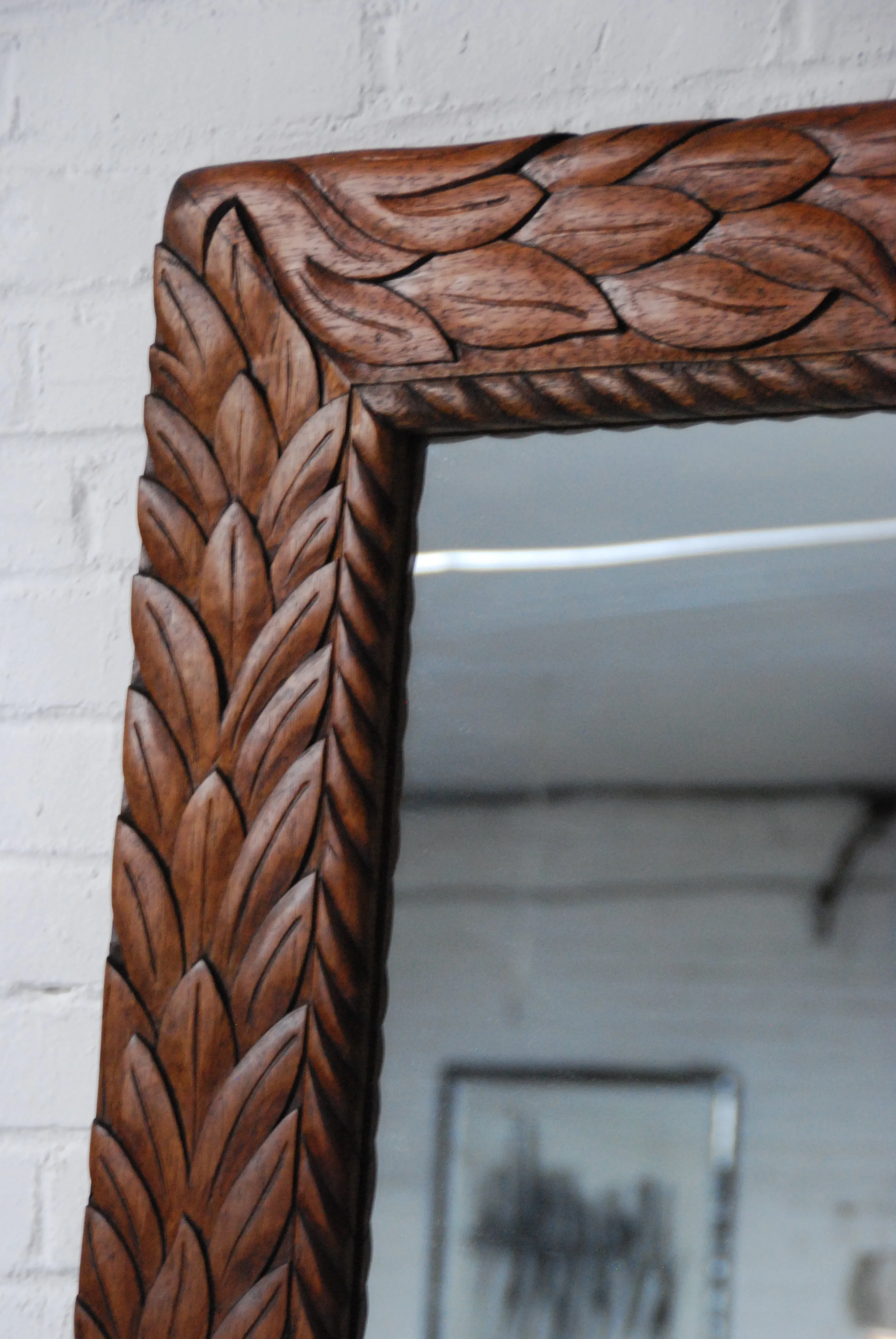 Barn Wood Mirror - Floral Carving