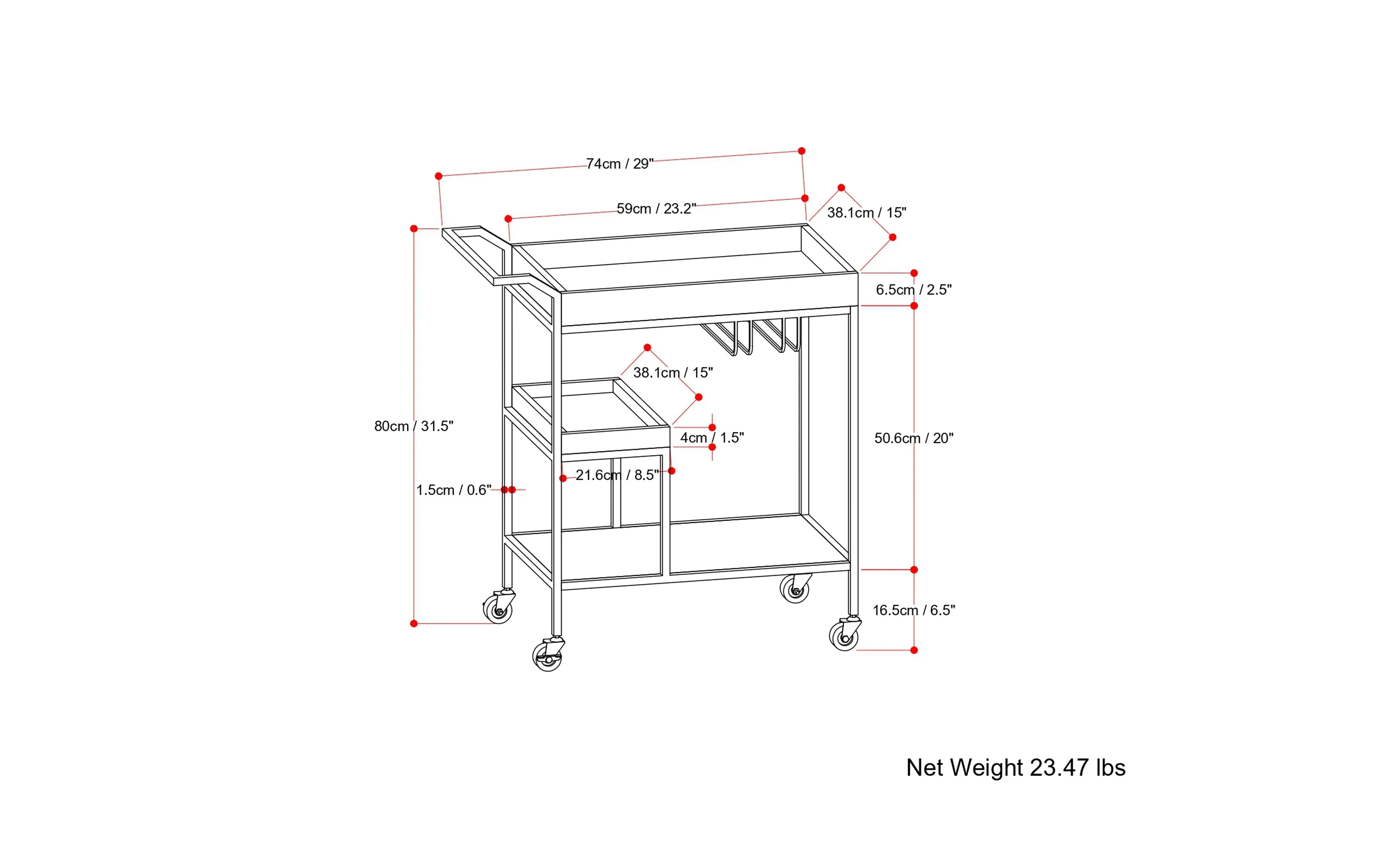 Barnes 29 inch Bar Cart in Mango