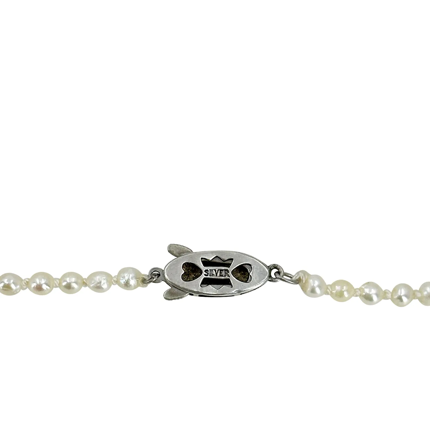 Baroque Art Deco Japanese Saltwater Cultured Akoya Pearl Graduated Necklace - Sterling Silver 19.50 Inch