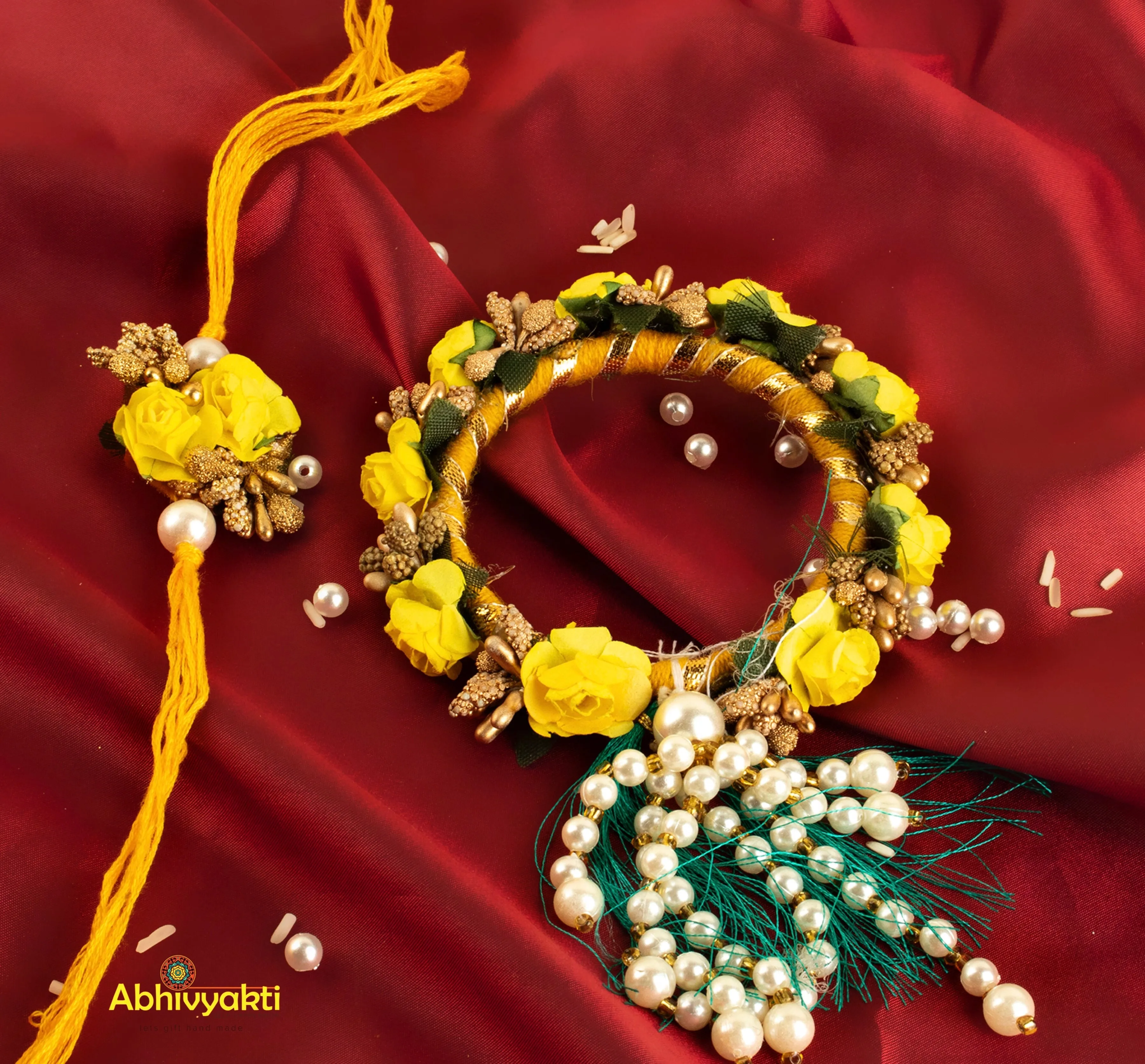 Beautiful Floral Rakhi and Chudi Lumba (INDIA) FREE SHIPPING