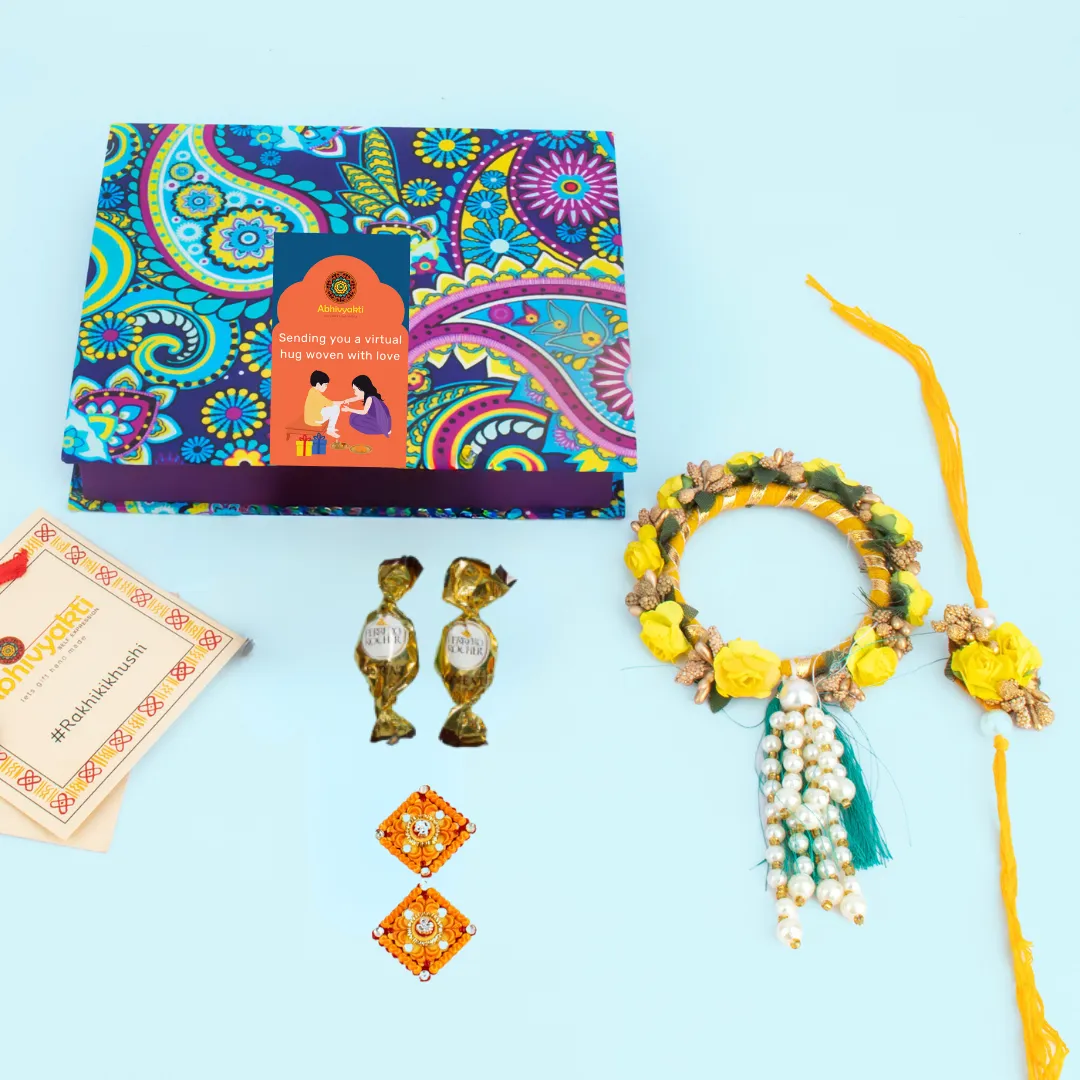 Beautiful Floral Rakhi and Chudi Lumba (INDIA) FREE SHIPPING