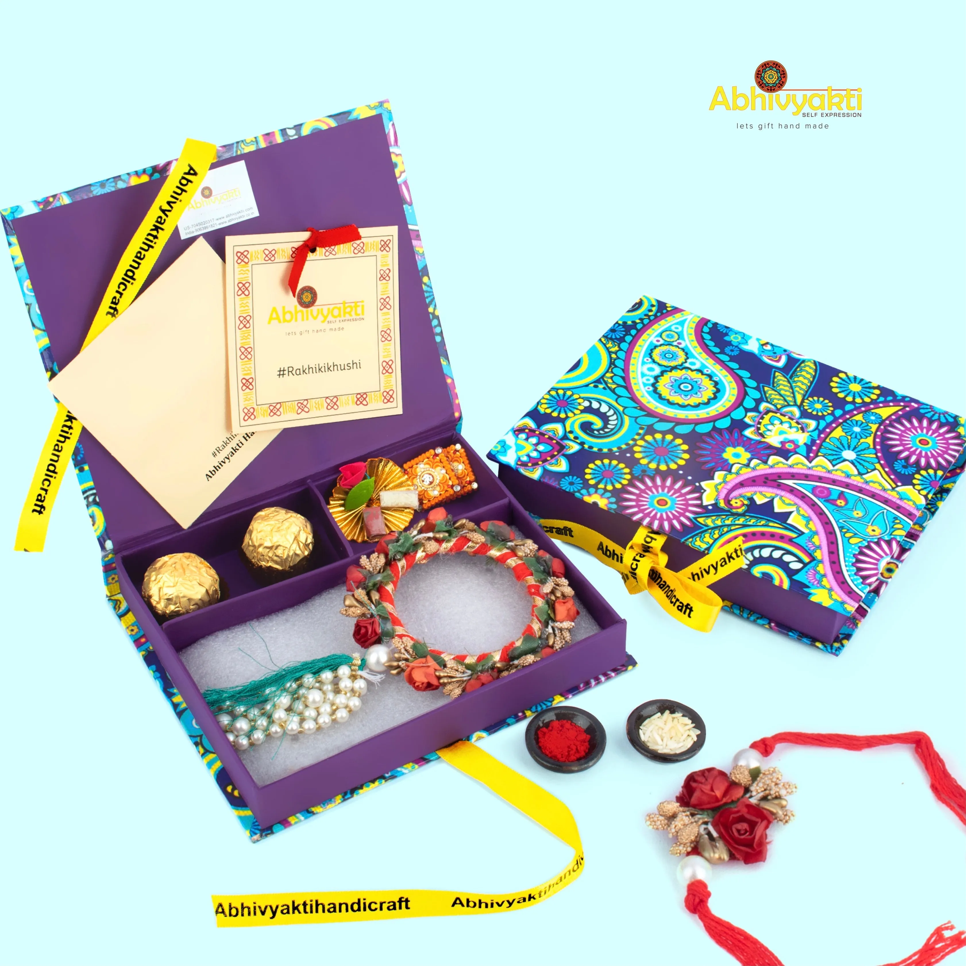 Beautiful Floral Rakhi and Chudi Lumba (INDIA) FREE SHIPPING