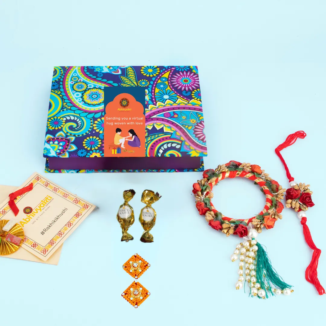 Beautiful Floral Rakhi and Chudi Lumba (INDIA) FREE SHIPPING