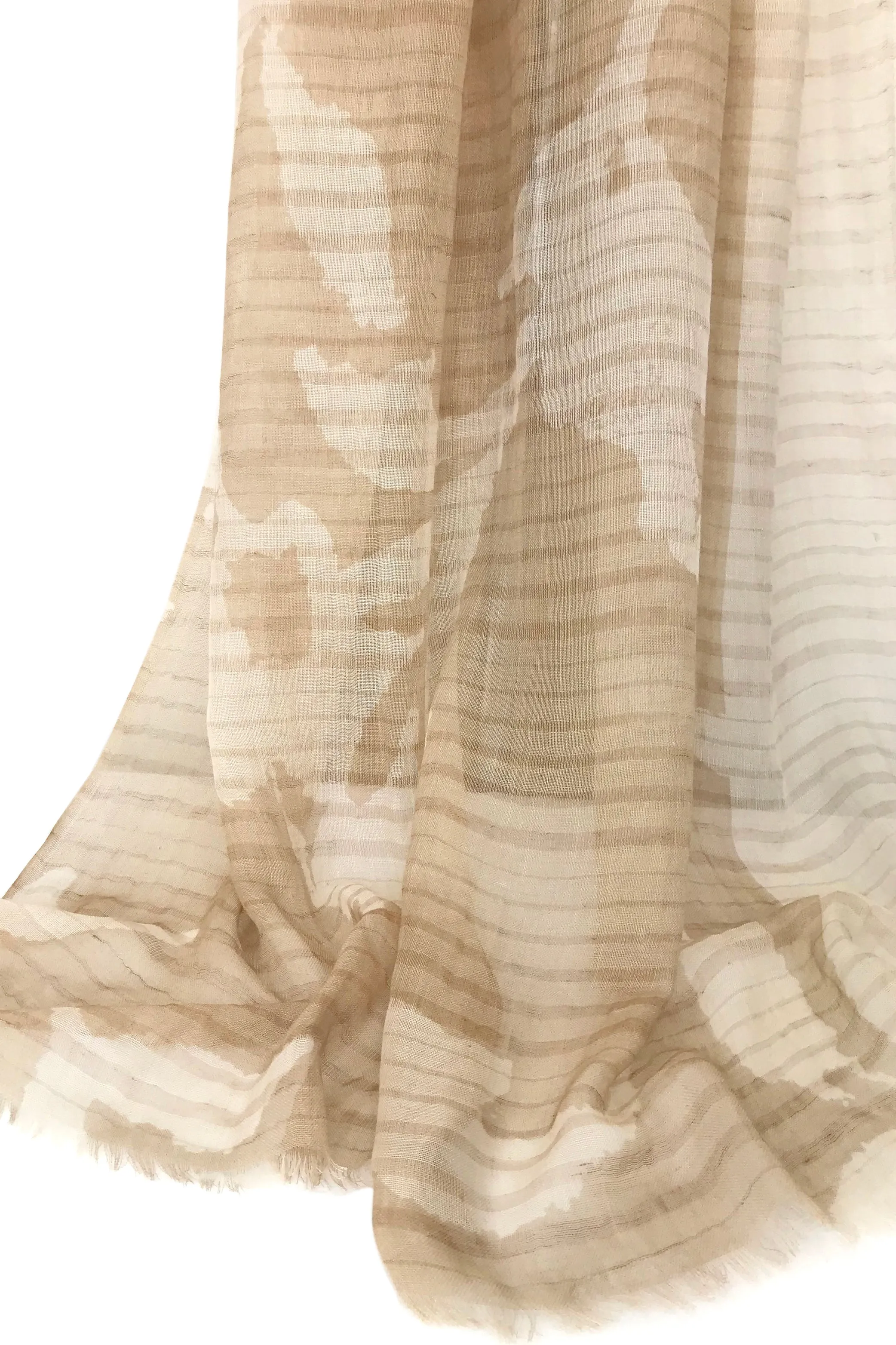 Beige Floral Cashmere Scarf