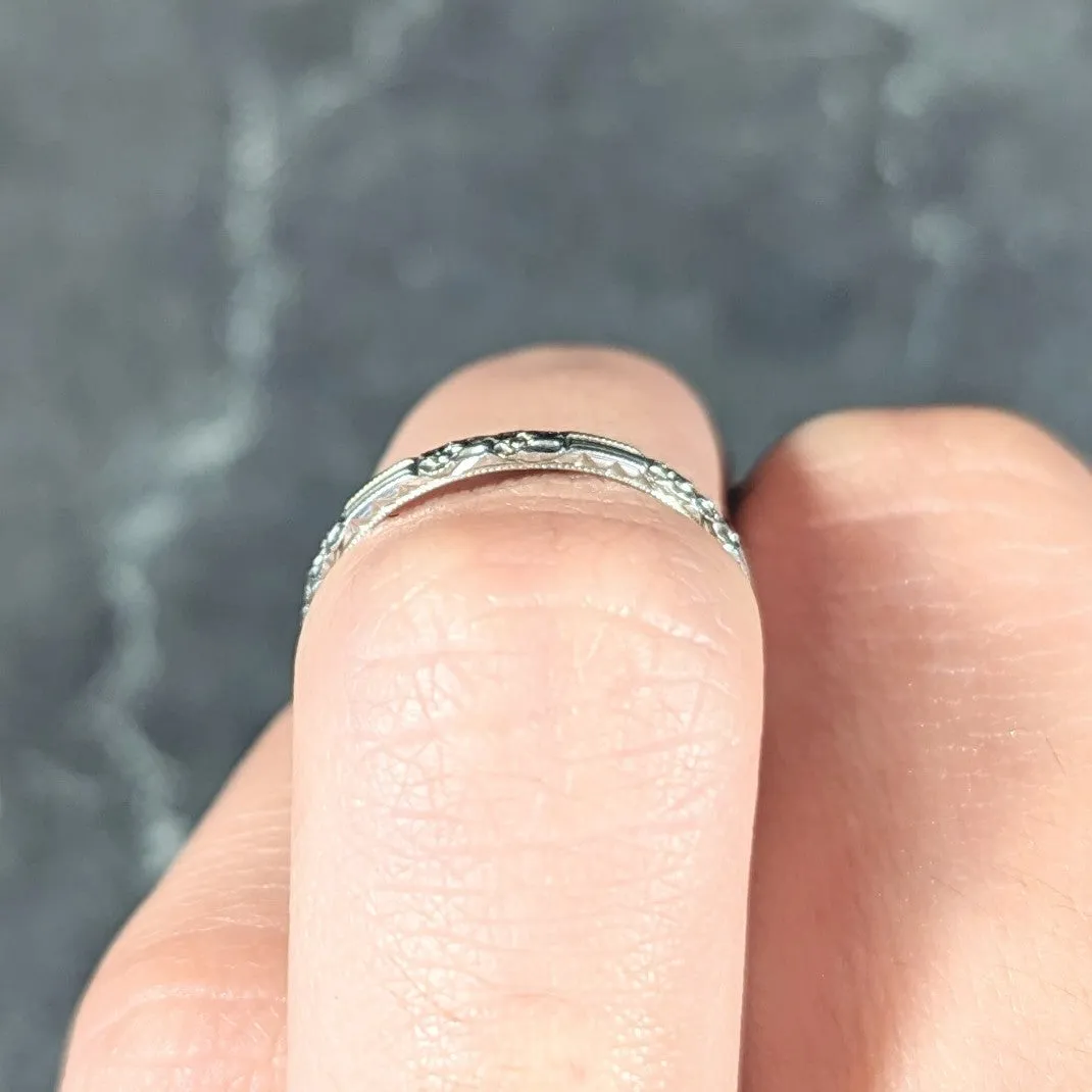 Belais Art Deco 18 Karat White Gold Floral Orange Blossom Wedding Band Ring