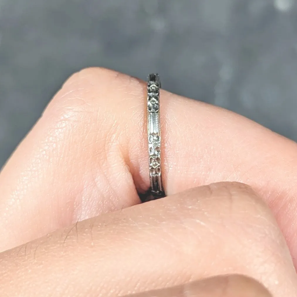 Belais Art Deco 18 Karat White Gold Floral Orange Blossom Wedding Band Ring