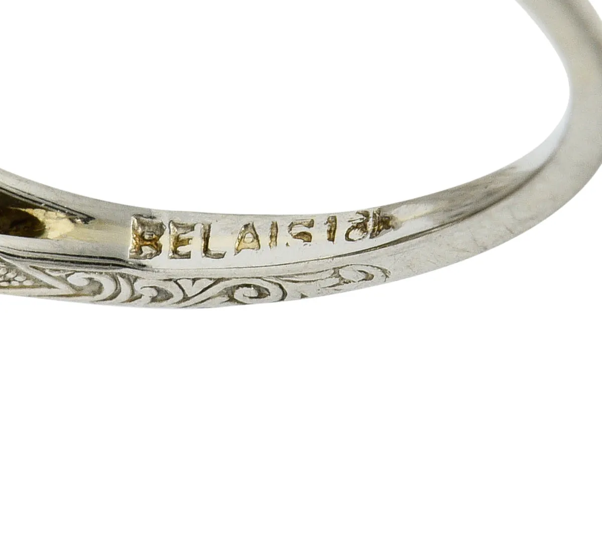 Belais Early Art Deco 0.26 CTW Diamond 18 Karat White Gold Floral Engagement Ring