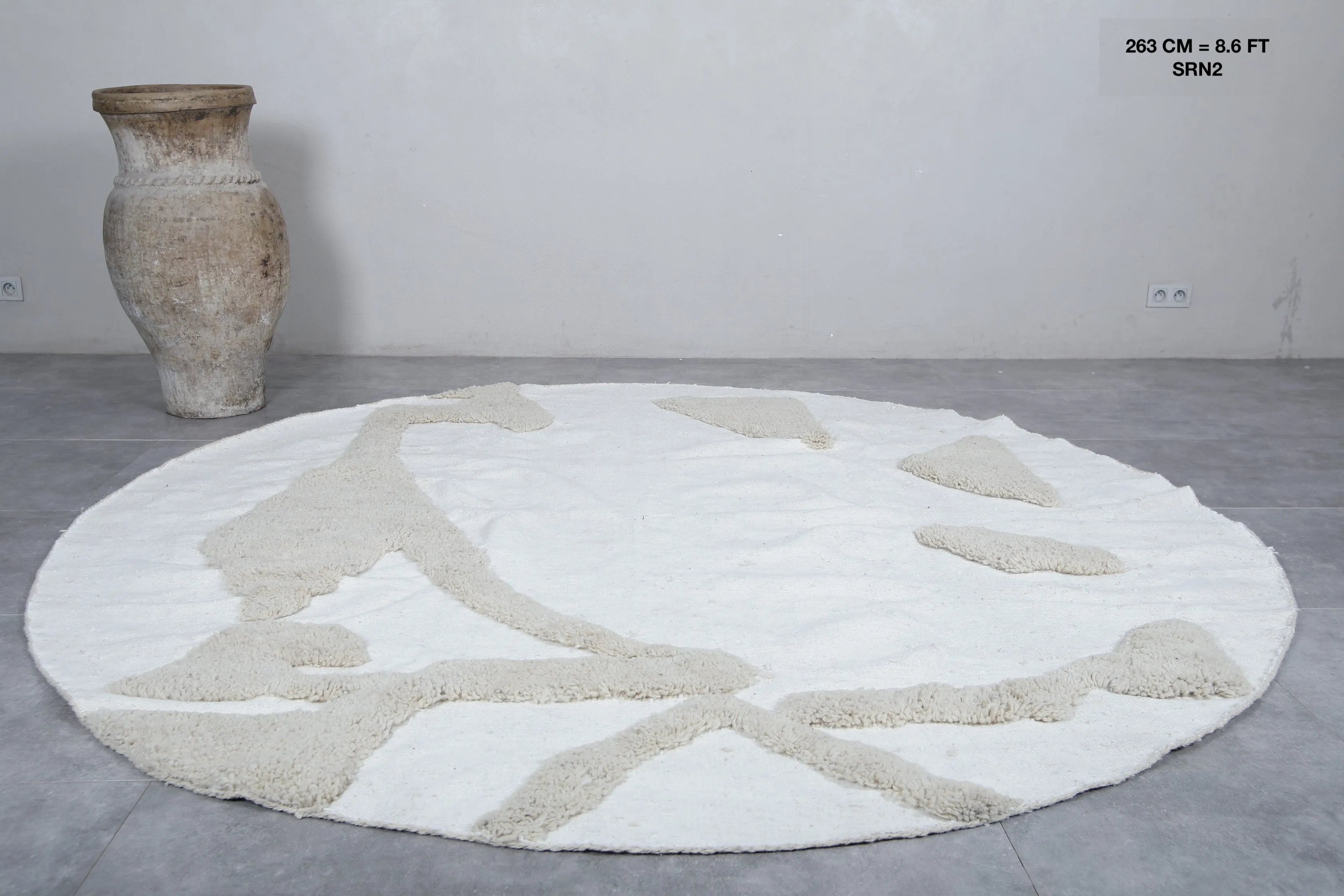 Beni Ourain Moroccan Rug 8.6 ft | Handwoven Neutral Elegance