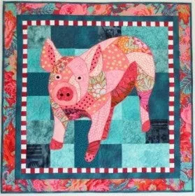 BJ Designs & Patterns Miss Peggy Pig Applique Quilt Pattern