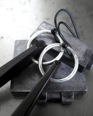 BLADE - Black Wood Earrings with Circle Ring