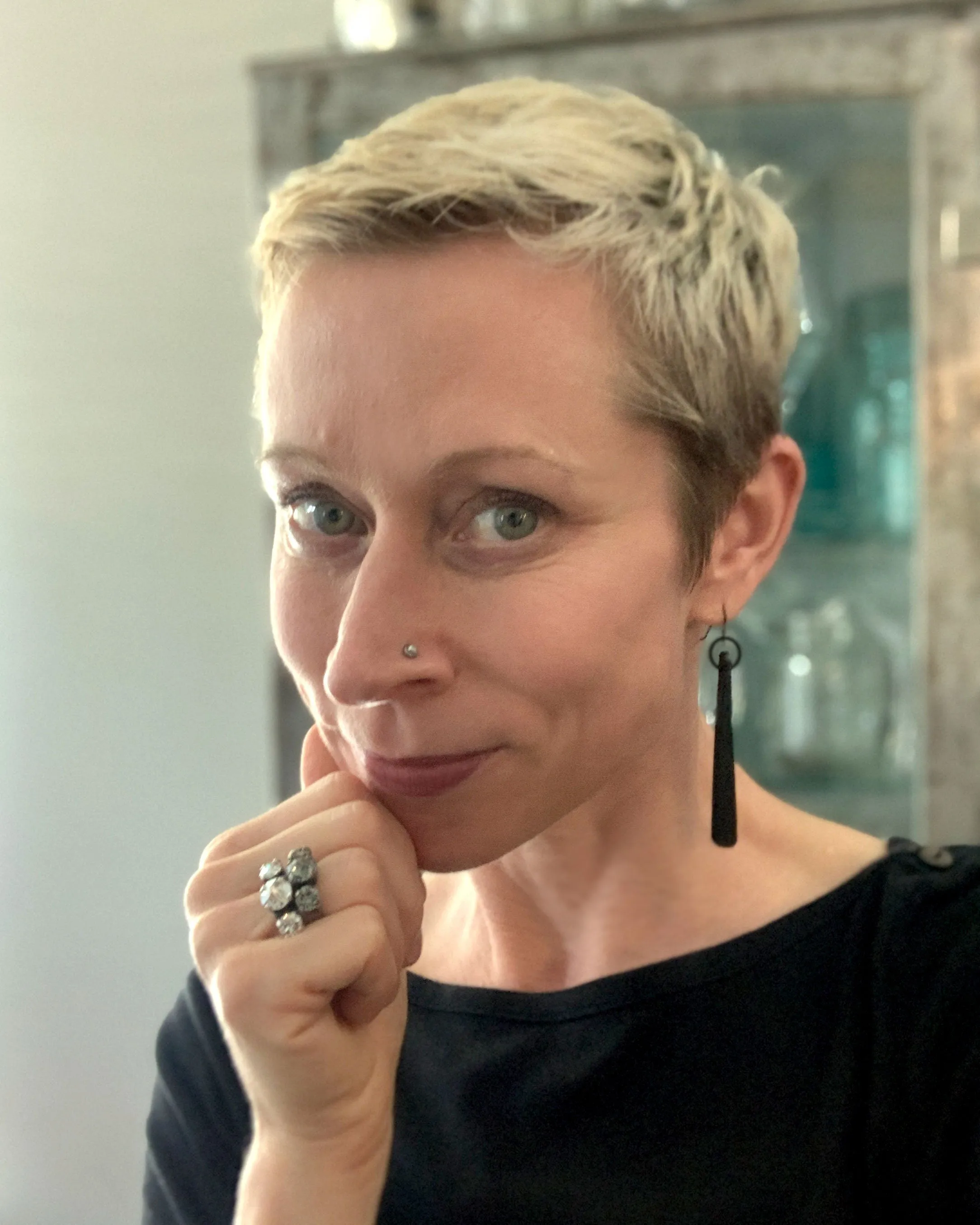 BLADE - Black Wood Earrings with Circle Ring
