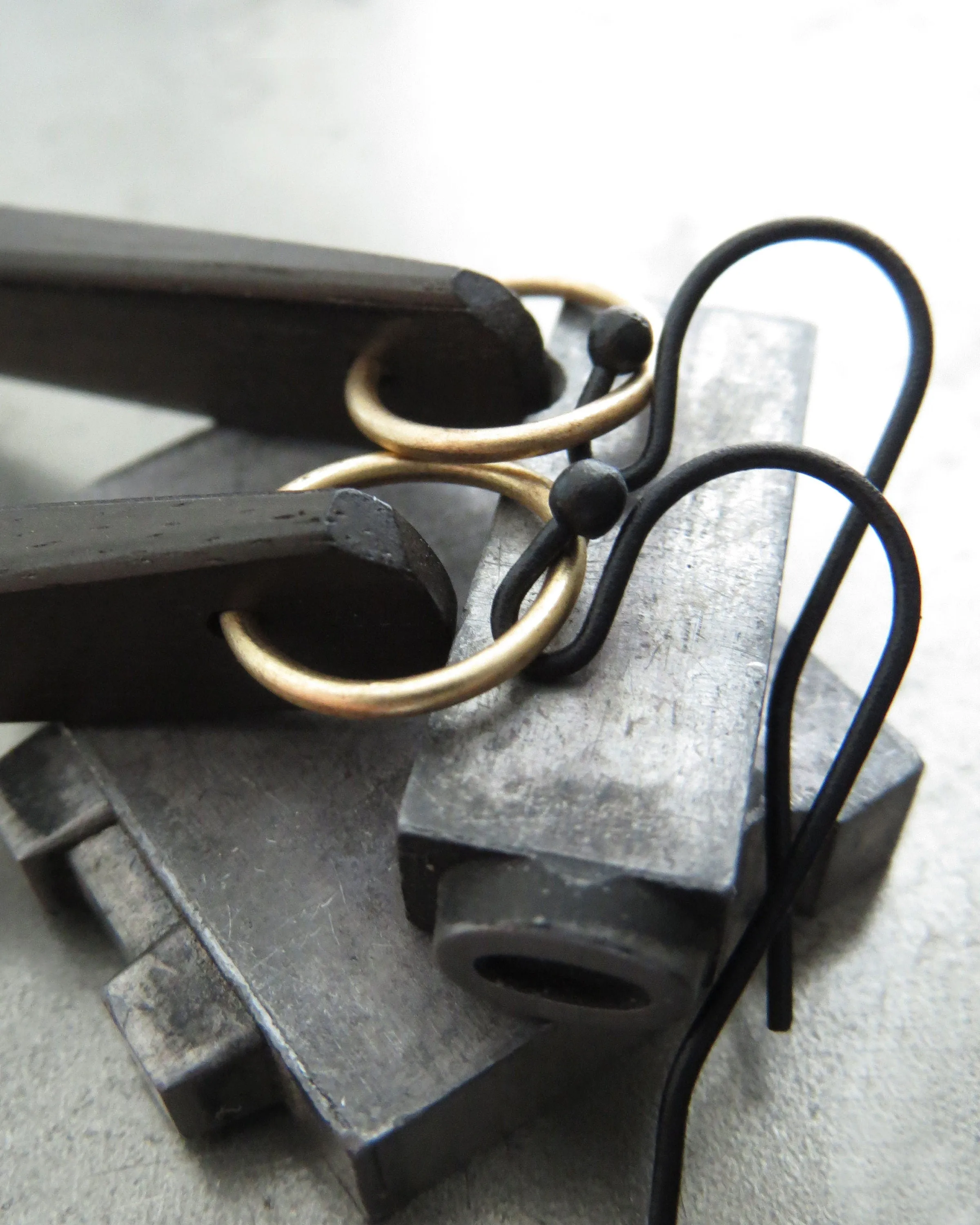 BLADE - Black Wood Earrings with Circle Ring