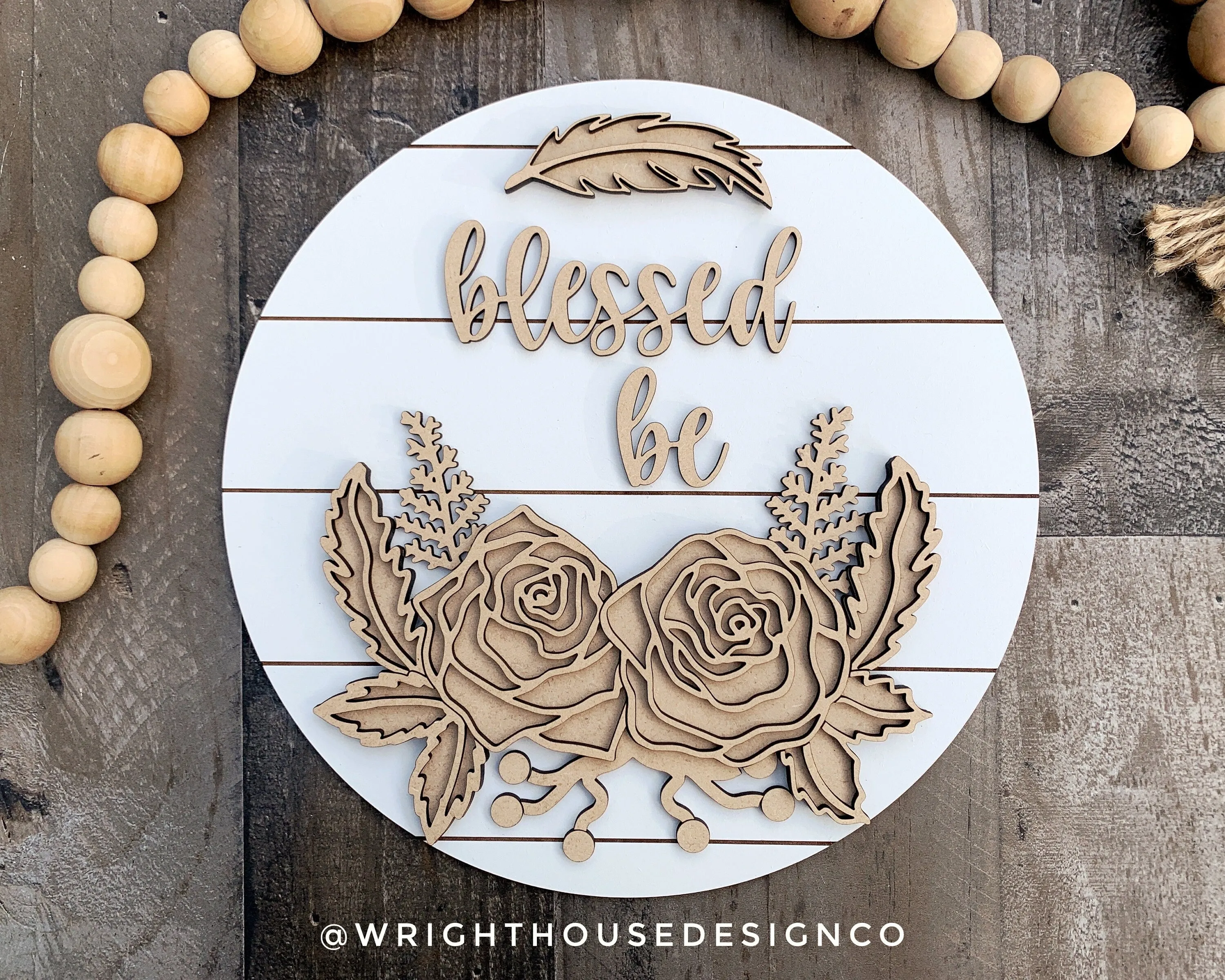 Blessed Be Gothic Roses Halloween Door Hanger Round - Sign Making Florals and DIY Kits - Cut File For Glowforge Lasers - Digital SVG File