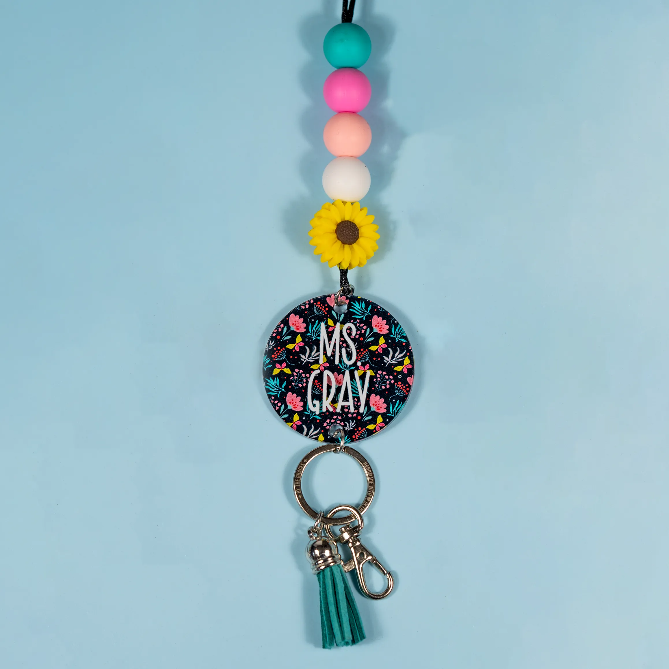 Blush Crush Floral Acrylic Lanyard
